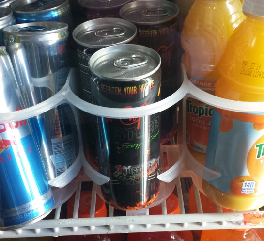 Drinks for sale in the gas station!